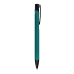 Penna in alluminio riciclato con clip nero e inchiostro blu color verde scuro quinta vista