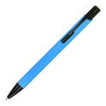 Penna in alluminio riciclato con clip nero e inchiostro blu color azzurro