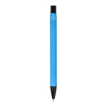 Penna in alluminio riciclato con clip nero e inchiostro blu color azzurro quarta vista