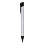 Penna in alluminio riciclato con clip nero e inchiostro blu color nero / grigio terza vista