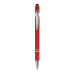 Penna in alluminio riciclato con clip robusta e inchiostro blu color rosso seconda vista