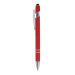 Penna in alluminio riciclato con clip robusta e inchiostro blu color rosso terza vista