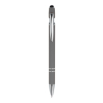 Penna in alluminio riciclato con clip robusta e inchiostro blu color grigio seconda vista