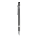 Penna in alluminio riciclato con clip robusta e inchiostro blu color grigio terza vista