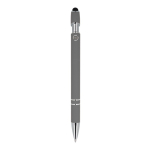 Penna in alluminio riciclato con clip robusta e inchiostro blu color grigio quarta vista