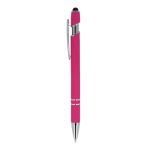 Penna in alluminio riciclato con clip robusta e inchiostro blu color rosa terza vista