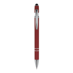 Penna in alluminio riciclato con clip robusta e inchiostro blu color rosso scuro seconda vista