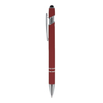 Penna in alluminio riciclato con clip robusta e inchiostro blu color rosso scuro terza vista
