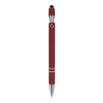 Penna in alluminio riciclato con clip robusta e inchiostro blu color rosso scuro quarta vista