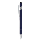 Penna in alluminio riciclato con clip robusta e inchiostro blu color blu scuro terza vista