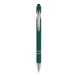 Penna in alluminio riciclato con clip robusta e inchiostro blu color verde scuro seconda vista
