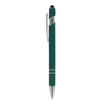 Penna in alluminio riciclato con clip robusta e inchiostro blu color verde scuro terza vista