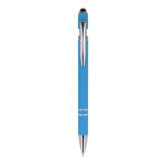 Penna in alluminio riciclato con clip robusta e inchiostro blu color azzurro seconda vista