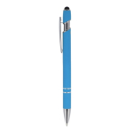 Penna in alluminio riciclato con clip robusta e inchiostro blu color azzurro terza vista