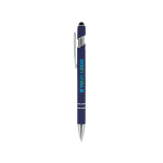 Penna in alluminio riciclato con clip robusta e inchiostro blu vista area di stampa