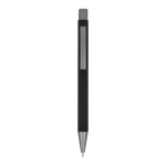 Penna in alluminio riciclato soft-touch con inchiostro blu color nero seconda vista