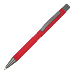 Penna in alluminio riciclato soft-touch con inchiostro blu color rosso