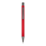 Penna in alluminio riciclato soft-touch con inchiostro blu color rosso seconda vista