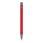 Penna in alluminio riciclato soft-touch con inchiostro blu color rosso quarta vista