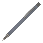 Penna in alluminio riciclato soft-touch con inchiostro blu color grigio