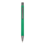 Penna in alluminio riciclato soft-touch con inchiostro blu color verde seconda vista