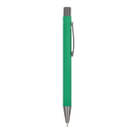 Penna in alluminio riciclato soft-touch con inchiostro blu color verde quinta vista