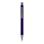 Penna in alluminio riciclato soft-touch con inchiostro blu color viola seconda vista