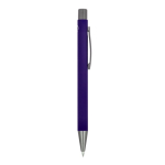 Penna in alluminio riciclato soft-touch con inchiostro blu color viola quinta vista
