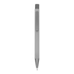 Penna in alluminio riciclato soft-touch con inchiostro blu color grigio chiaro seconda vista