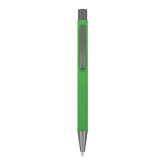 Penna in alluminio riciclato soft-touch con inchiostro blu color lime seconda vista