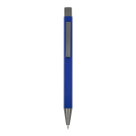 Penna in alluminio riciclato soft-touch con inchiostro blu color blu scuro seconda vista