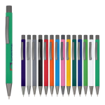 Penna in alluminio riciclato soft-touch con inchiostro blu
