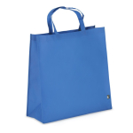 Borsa per trasporto in RPET con soffietto e manici corti 75 g/m² color blu