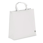 Borsa per trasporto in RPET con soffietto e manici corti 75 g/m² color bianco