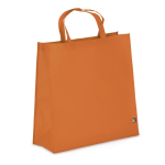 Borsa per trasporto in RPET con soffietto e manici corti 75 g/m² color arancione