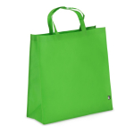 Borsa per trasporto in RPET con soffietto e manici corti 75 g/m² color lime