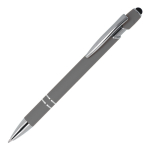 Penna in alluminio riciclato con clip robusta e inchiostro nero color grigio