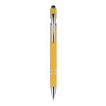 Penna in alluminio riciclato con clip robusta e inchiostro nero color giallo seconda vista
