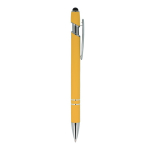 Penna in alluminio riciclato con clip robusta e inchiostro nero color giallo quinta vista
