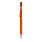 Penna in alluminio riciclato con clip robusta e inchiostro nero color arancione terza vista