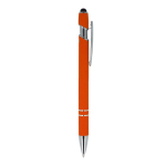 Penna in alluminio riciclato con clip robusta e inchiostro nero color arancione quinta vista