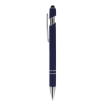 Penna in alluminio riciclato con clip robusta e inchiostro nero color blu scuro terza vista