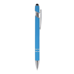 Penna in alluminio riciclato con clip robusta e inchiostro nero color azzurro quinta vista