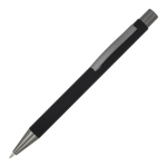 Penna a sfera in alluminio soft touch, corpo sottile e inchiostro nero color nero