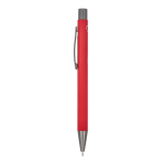 Penna a sfera in alluminio soft touch, corpo sottile e inchiostro nero color rosso terza vista