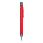 Penna a sfera in alluminio soft touch, corpo sottile e inchiostro nero color rosso quinta vista