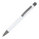 Penna a sfera in alluminio soft touch, corpo sottile e inchiostro nero color bianco