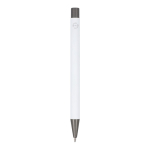 Penna a sfera in alluminio soft touch, corpo sottile e inchiostro nero color bianco quarta vista