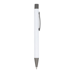 Penna a sfera in alluminio soft touch, corpo sottile e inchiostro nero color bianco quinta vista