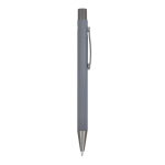Penna a sfera in alluminio soft touch, corpo sottile e inchiostro nero color grigio quinta vista